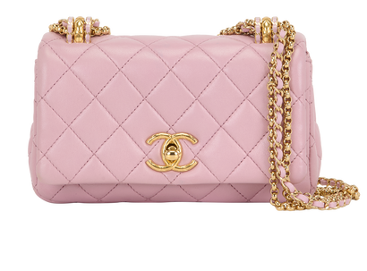Triple Chain Single Flap, &pound;2,950, Handbags, Pink, Leather, Front view
